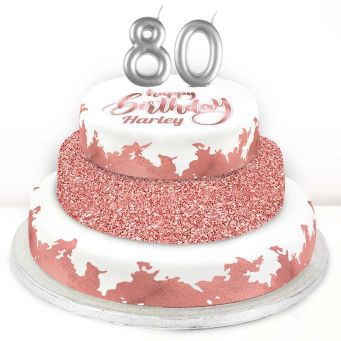 80th Birthday Rose Foil Cake 