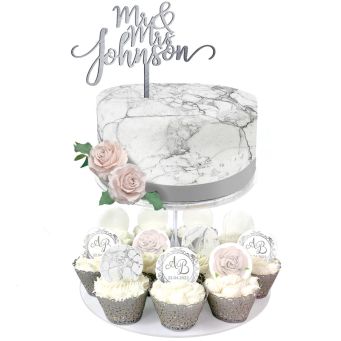 Silver Marble Wedding Set