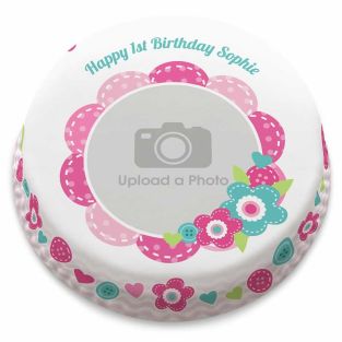 Birthday Flower Photo Cake