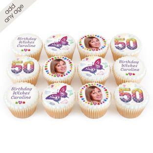 12 Butterfly Photo Cupcakes