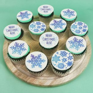 12 Snowflake Cupcakes