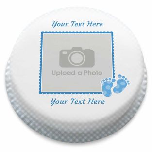 Blue Gingham Photo Cake