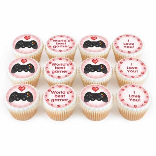 12 Gaming Heart Cupcakes