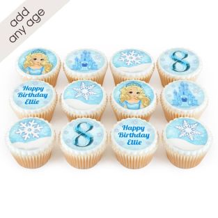 12 Frozen Elsa Themed Cupcakes