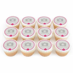 12 Floral Photo Cupcakes