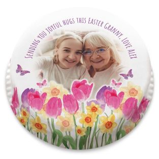 Tulips and Daffodils Photo Cake 