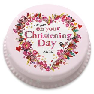 Pink Heart Christening Cake