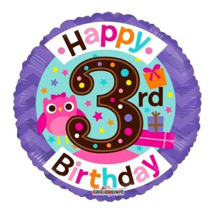 3rd Birthday Owl Balloon