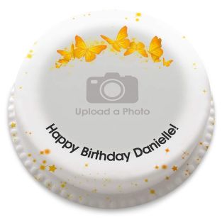 Golden Butterflies Photo Cake
