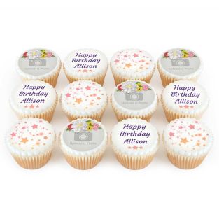 12 Flower Crown Photo Cupcakes