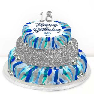 18th Birthday Blue Marble Cake