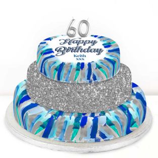 60th Birthday Blue Marble Cake