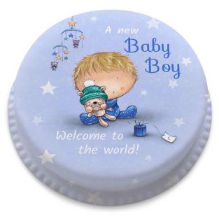 Blue Starry Baby Boy Cake
