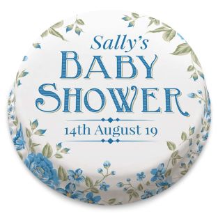 Floral Baby Shower Blue Cake