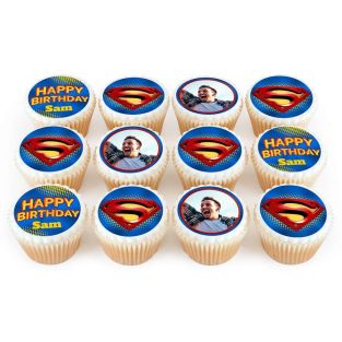 12 Superman Photo Cupcakes