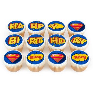 12 Superman Cupcakes