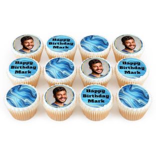 12 Blue Marble Cupcakes