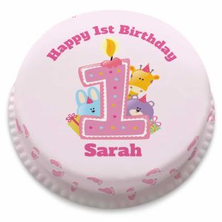 1st Baby Girl Animal Cake