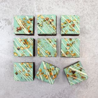 Bright and Blue Pistachio Brownies