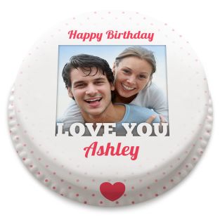 Love You Birthday Photo Cake