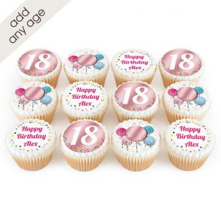 Pink Balloon Age Cupcakes