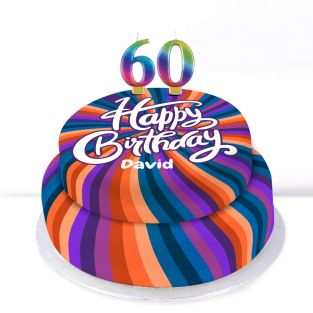 Rainbow Spiral 60th Birthday Cake
