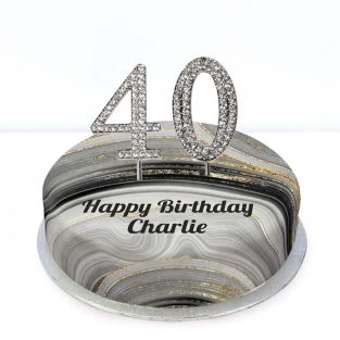 40th Birthday Black Marble Cake