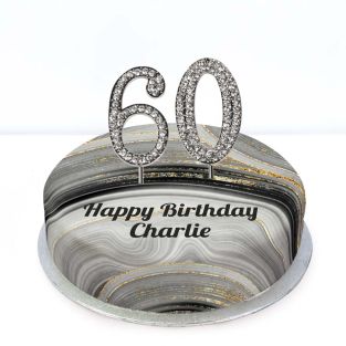 60th Birthday Black Marble Cake